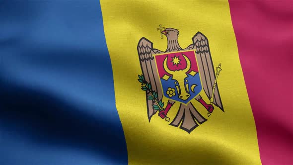 Moldova Flag Seamless Closeup Waving Animation