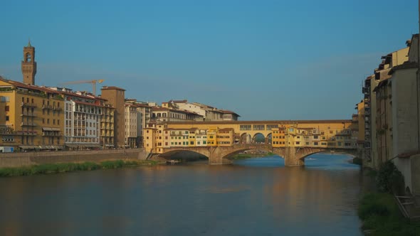 Ponte Vecchio Old Bridge by Arno River in Florence