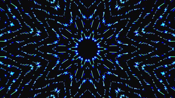 abstract line light set blue color kaleidoscope black background