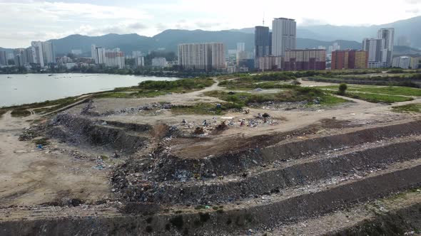 Aerial view garbage dump site