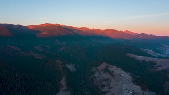 Carpathian Mountains Hyperlapse with the first sunlight