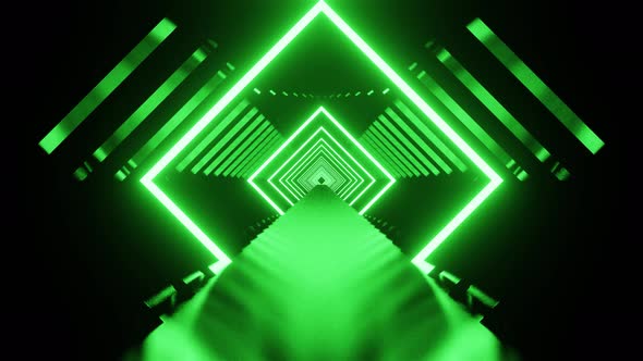 Green Rhombus Tunnel Background For Show Vj Loop 4K