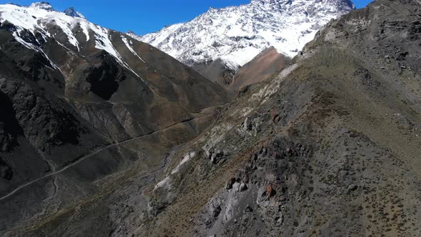 Ascending in between mountain peaks at the Chilean Andes-4K