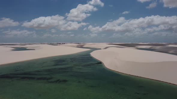 Lencois Maranhenses Maranhao. Scenic sand dunes and turquoise rainwater lakes