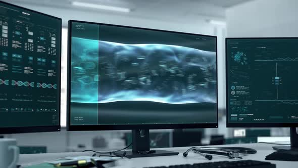 AB Blood Type Cells Examination By Biology Analysis Program In Medical Lab alt