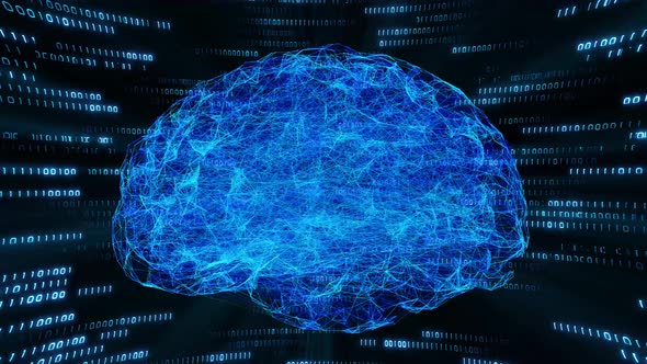 cloud computing Brain Ai technology Data Transfer bits internet  5g blue background  information