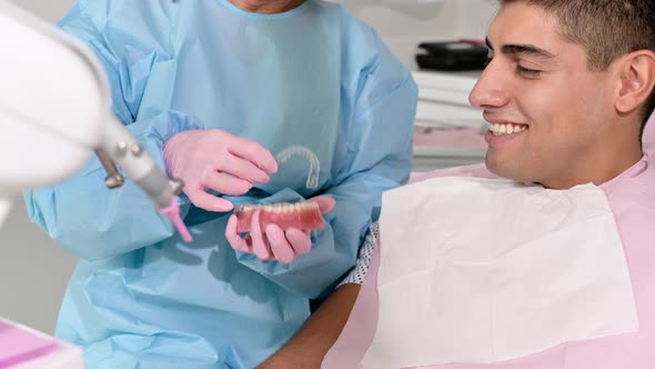 Orthodontist Holding Invisible Retainer for Teeth Alignment