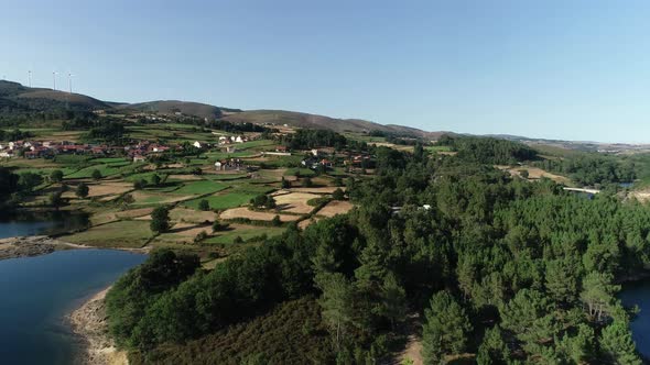 Aerial View of Remote Village in Green Valley