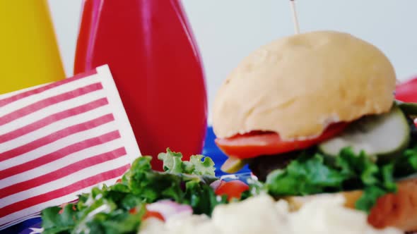 Hamburger with 4th july theme