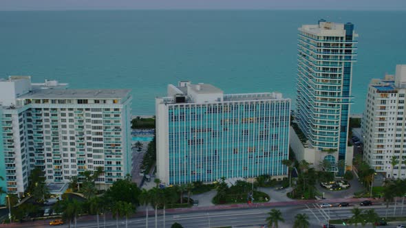 Aerial view of hotels in Miami Beach