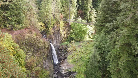 Aerial shot of Drift Creek Falls in Oregon, USA.