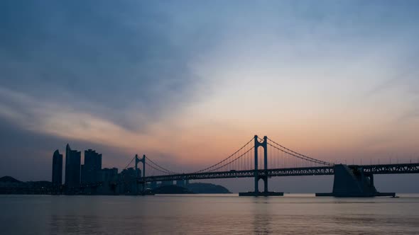 Gwangan Bridge Timelapse. Busan, South Korea