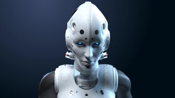 the face of a female robot. angry look digital background