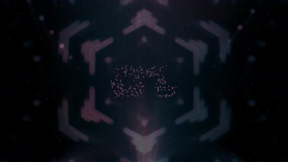 Futuristic Abstract Grey Pink Arcade Blockchain HUD Gaming Cyberspace Template Background Loop