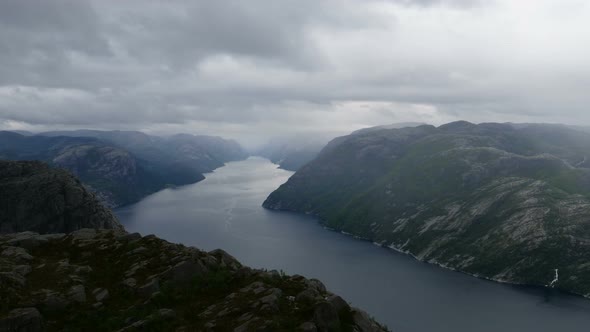 Norwegian Fjord Lysefjorden From Preikestolen Rock in  Time Lapse