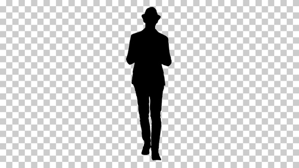 Silhouette man walking, Alpha Channel