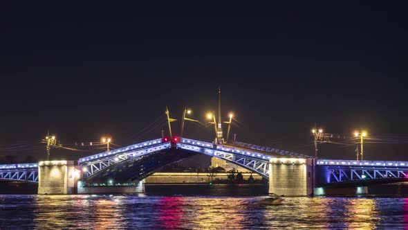 Divorcing of The Palace Bridge in front of Peter and Paul fortress. Sankt Peterburg.