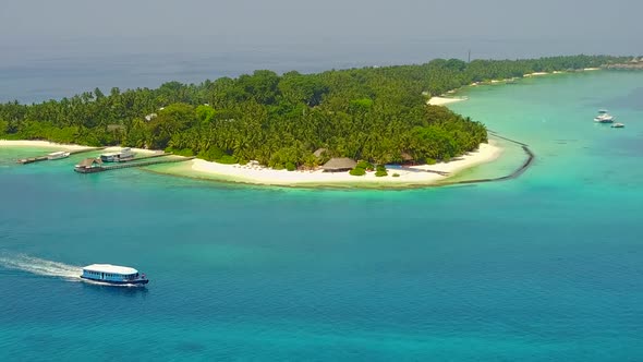 Drone view sky of coastline beach by blue sea with sand background