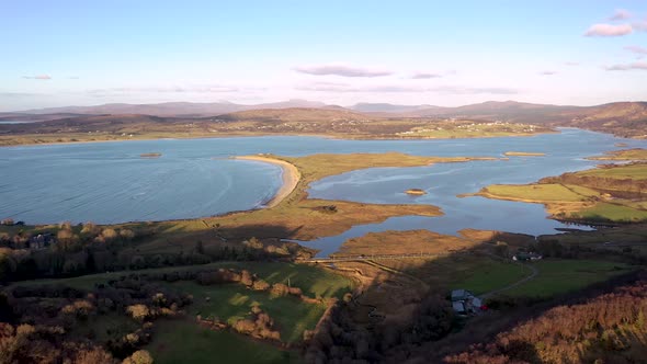 Aerial View of the Bridge Between Maas and Ballyiriston with Gweebarra Bay in the Background County