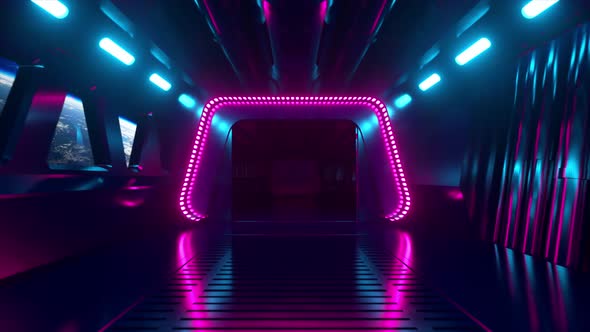 Scifi Tunnel in Outer Space with Neon Light alt