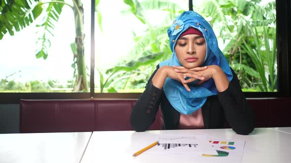 Women wearing hijabs are disappointed with the results in business papers