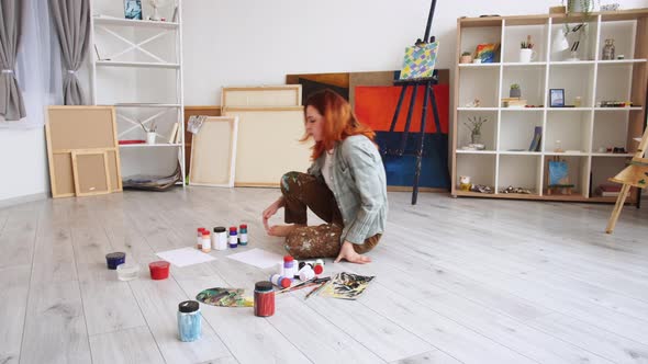 Art School Female Painter Artistic Tools Serious