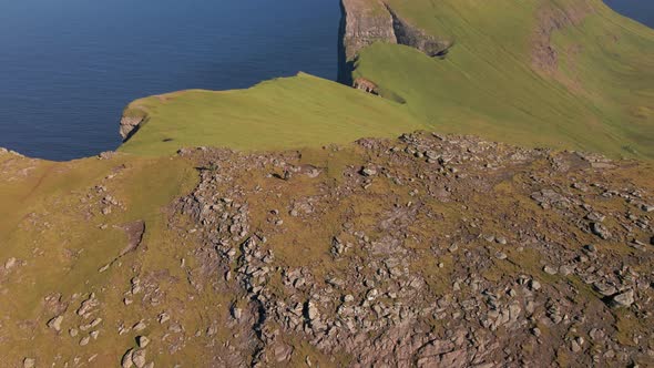 Drone Shot Of Mylingur Mountain On Streymoy Island