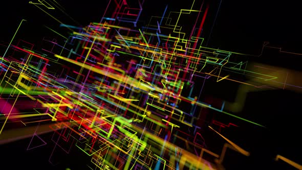 Multicolored Neon Glow Lines Form Digital 3d Sci-fi Space 2