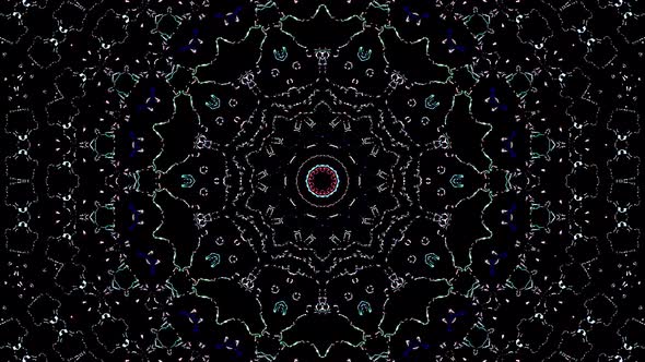 abstract lines circle shape forming dots of shining colorful flashing lights, black background alt