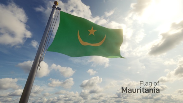 Mauritania Flag on a Flagpole
