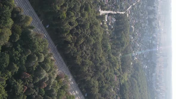 Aerial View of the Border of the Metropolis and the Forest