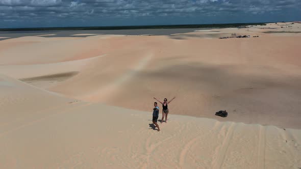 Jericoacoara Ceara Brazil. Scenic sand dunes and turquoise rainwater lakes