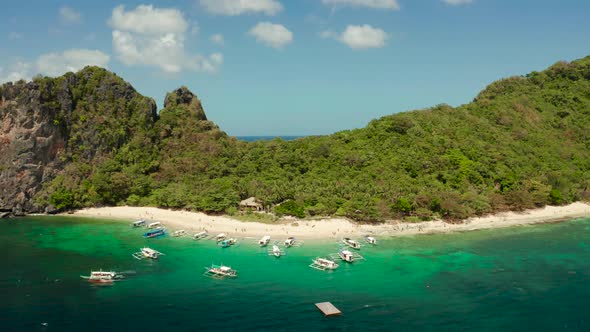 Tropical Island with Sandy Beach. El Nido, Philippines