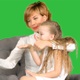 Happy woman and child taking a selfie on a Green Screen, Chroma Key - VideoHive Item for Sale