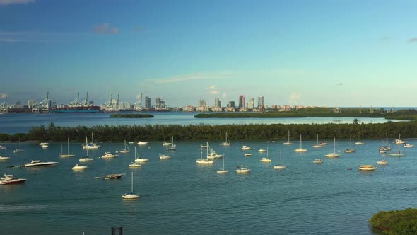 Flying over Virginia Key with South Miami Beach in background