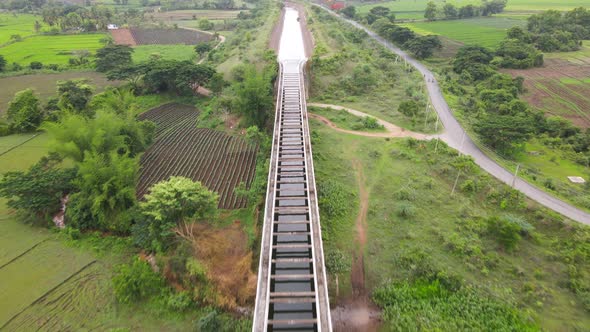 amazing canal bridge near road drone top view Karnataka mysure Mysore