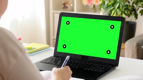 Student Woman with Laptop Notebook and Book