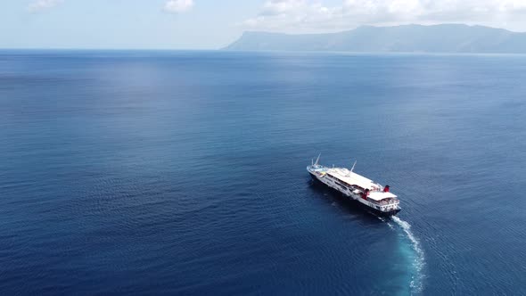 Passenger Ship Departing From Port with Destination Greek Islands