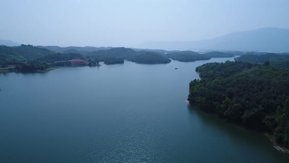 Vang Vieng water reserve in Laos from the sky