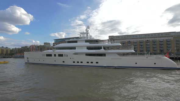 White yacht on River Thames