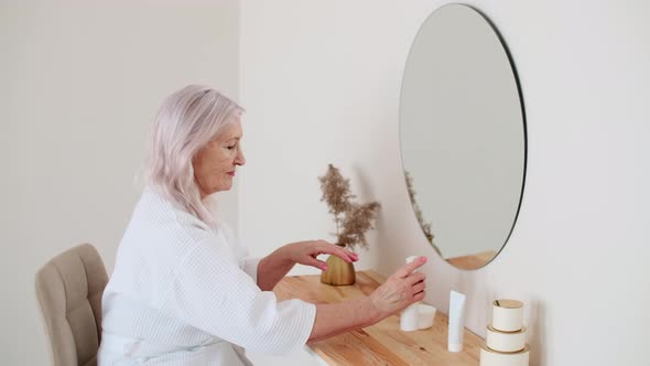 Skin Care Senior Woman Home Cosmetics Elderly Age Cosmetic Procedures