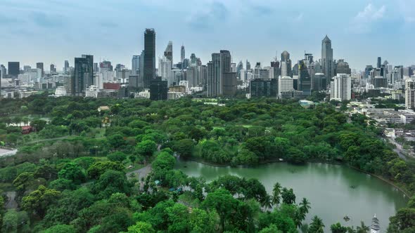 Time Lapse Public Park and Highrise Buildings Cityscape in Metropolis City