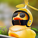 Duck with a helmet. Art spring background. - GraphicRiver Item for Sale