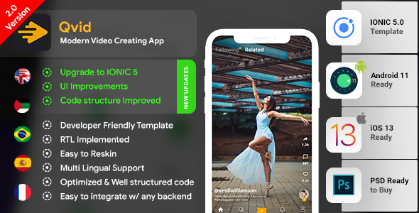 TikTok Clone| Video Creating Android + iOS App Template | Video Sharing App | Qvid | IONIC 5