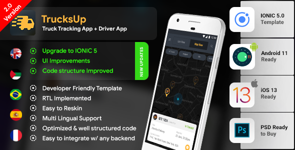 Truck Tracking Android + iOS App Template | 2 Apps | Truck App | IONIC 5 | TrucksUp