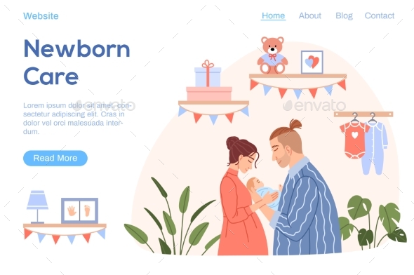 Happy Family with Newborn Baby Landing Page