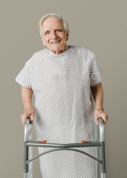 Senior patient with a zimmer frame
