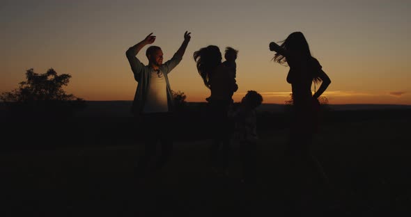 A Big Family at Sunset Happy Jumping St Nature