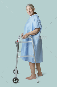 Patient using a zimmer frame
