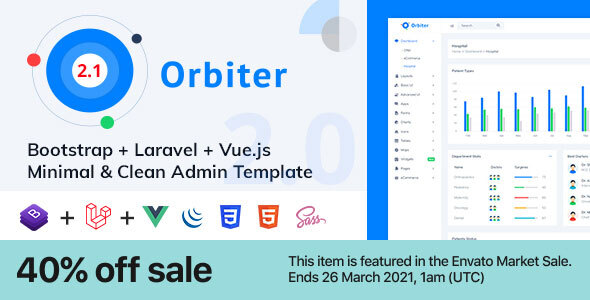 Orbiter - Bootstrap + Laravel + Vue Minimal & Clean Admin Template